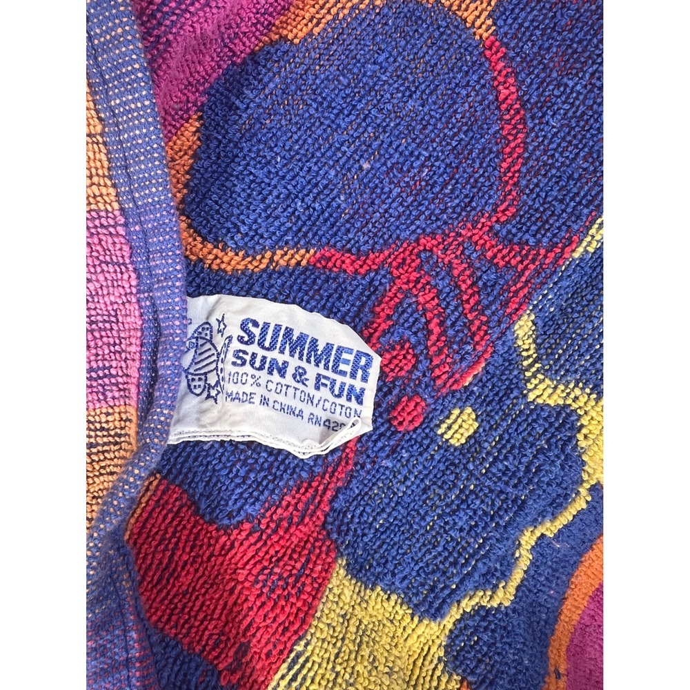 Summer Sun & Fun Toucan Beach Towel VTG 90s y2k Cotton Nostalgia Retro Colorful - Picture 3 of 7